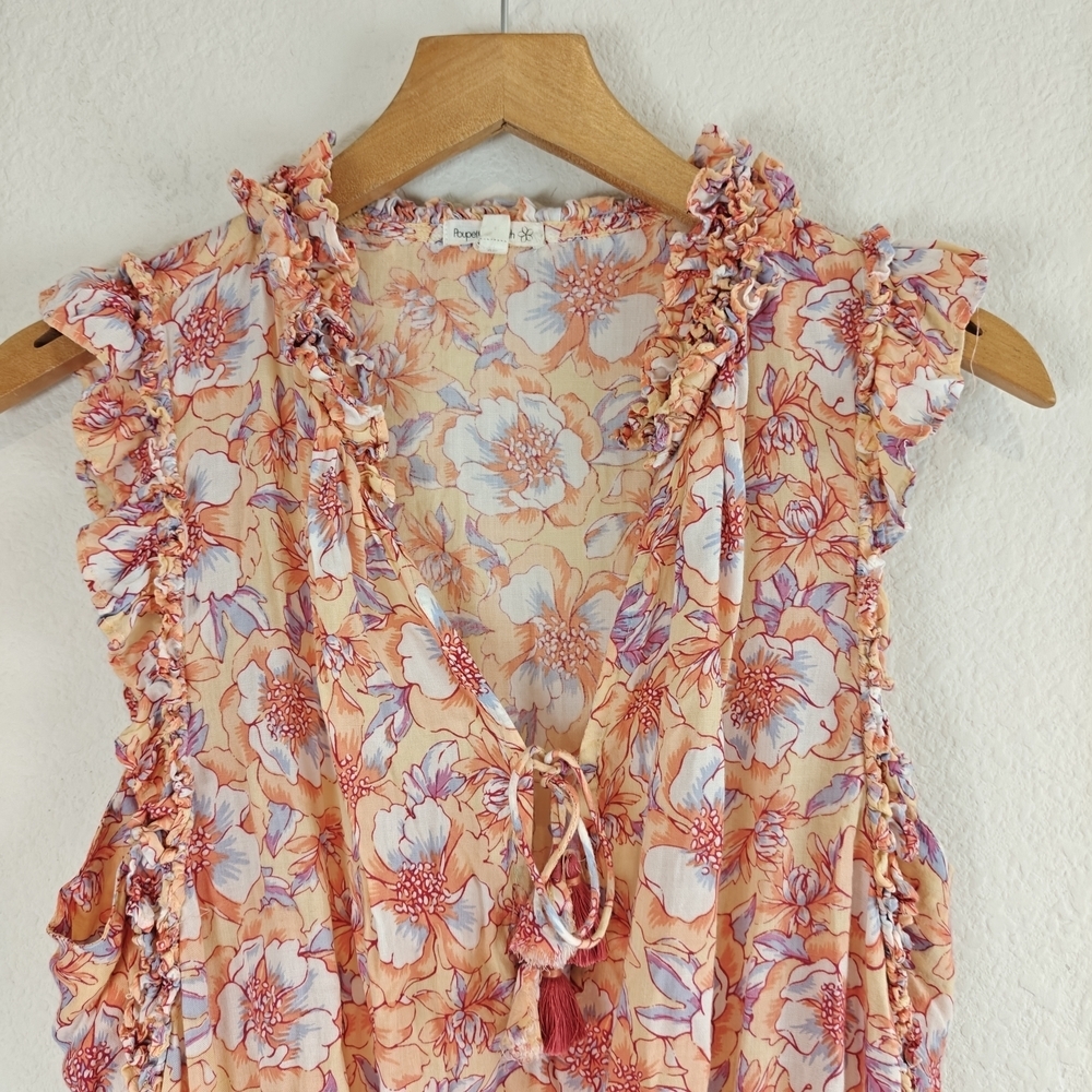 Poupette St Barth Nwot 'Triny' Ruffle-Trim Mini Dress, Yellow Dahlia - Large - Picture 11 of 16